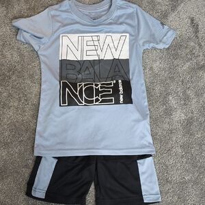 New Balance Kids' Gray and Black Graphic Tee and Shorts Set
